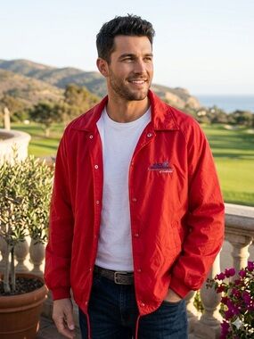 Rainbow Red Button-Front Shirt Jacket